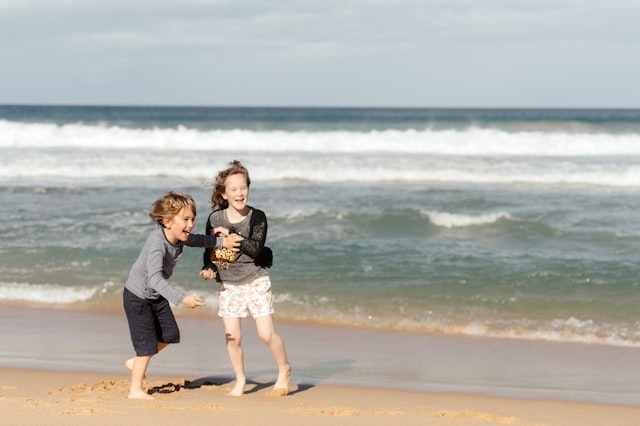 Kids playing at the beach